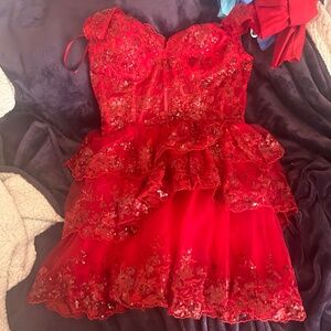 red sparkly dress